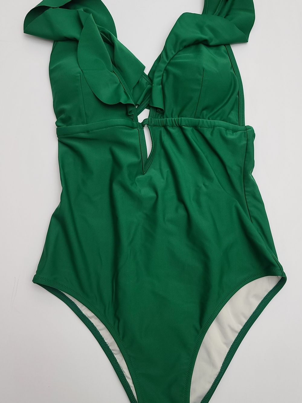 Cupshe Emerald Green One-Piece Swimsuit with Ruffle Straps